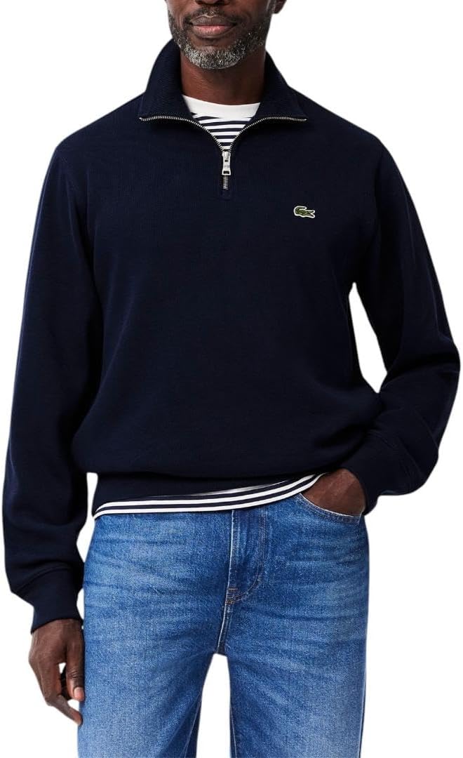 Lacoste Mens Long Sleeve Quarter Zip Cotton Sweatshirt