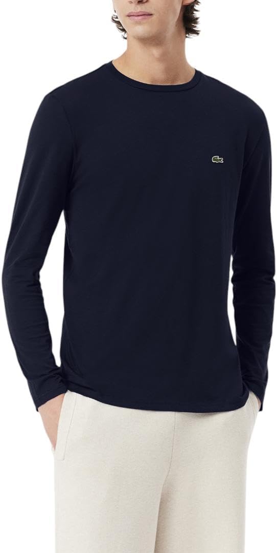 Lacoste Men's Long Sleeve Jersey Pima Regular Fit Crewneck T-Shirt