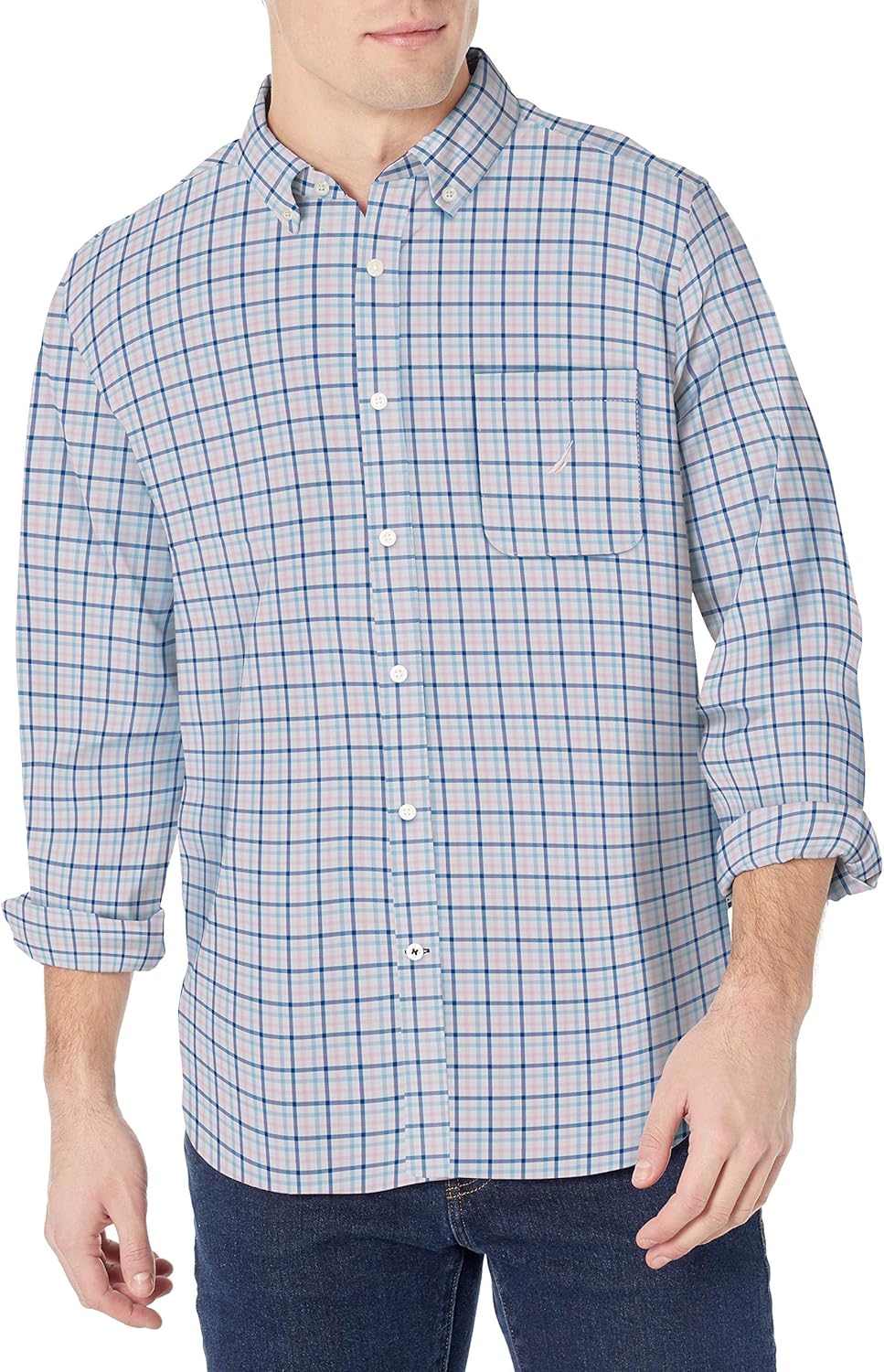 Nautica Men's Classic Fit Stretch Solid Long Sleeve Button Down Shirt