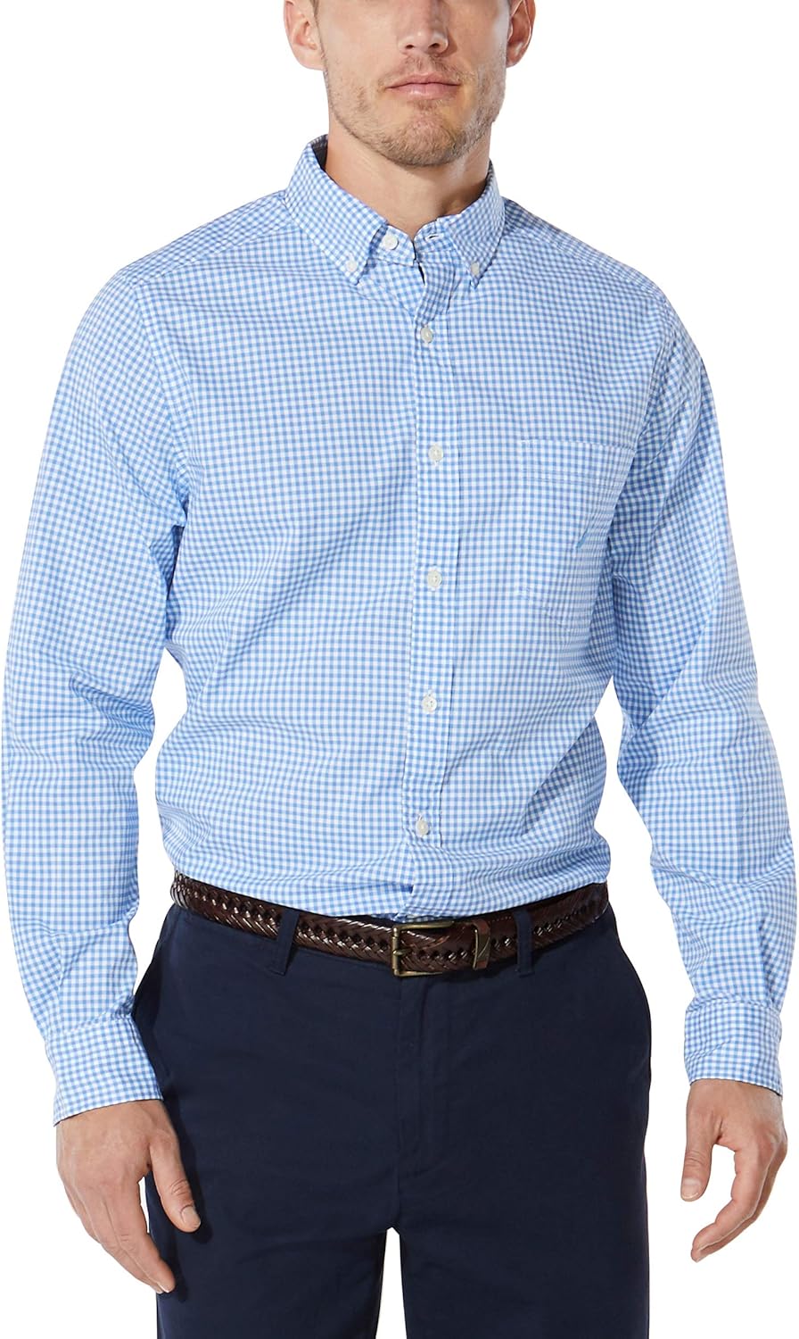 Nautica Men's Classic Fit Stretch Solid Long Sleeve Button Down Shirt