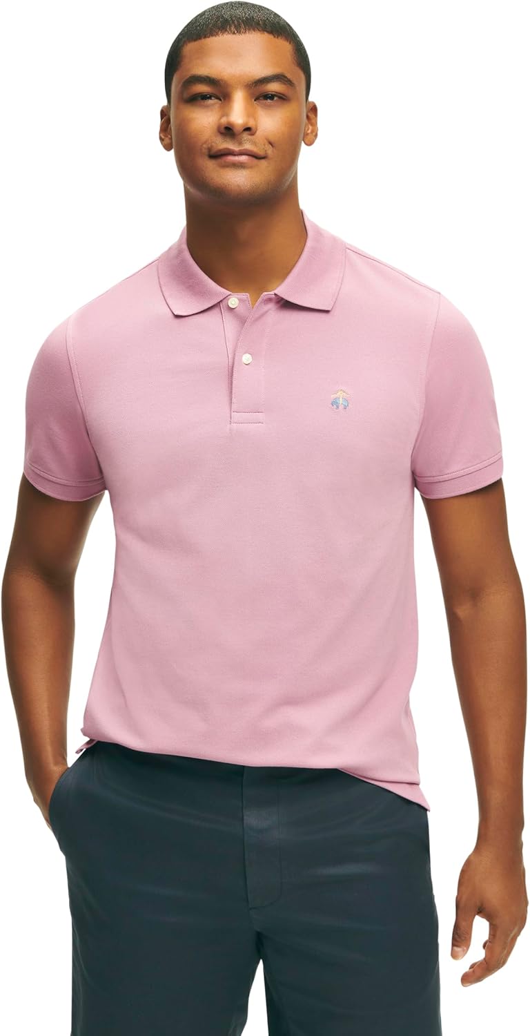 Brooks Brothers Men's Cotton Pique Stretch Logo Short Sleeve Polo Shirt