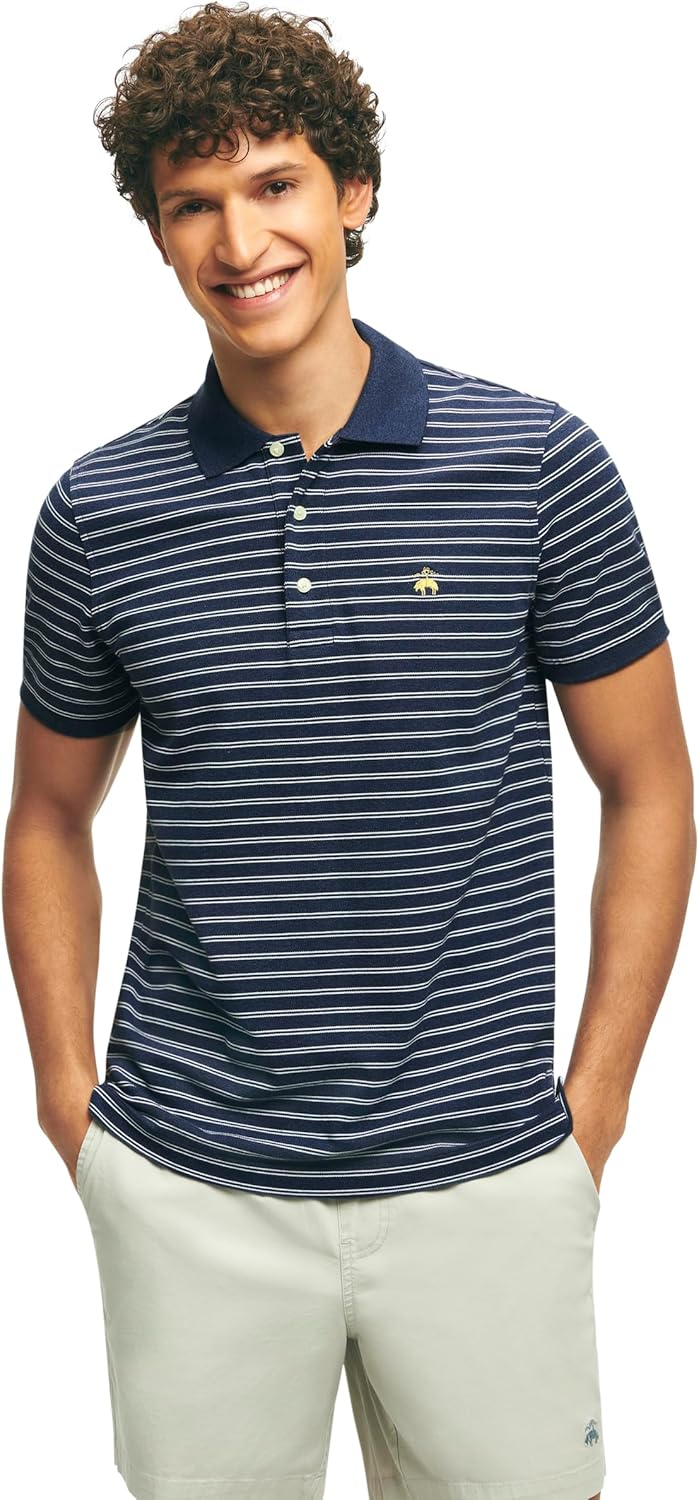 Brooks Brothers Men's Cotton Pique Stretch Logo Short Sleeve Polo Shirt