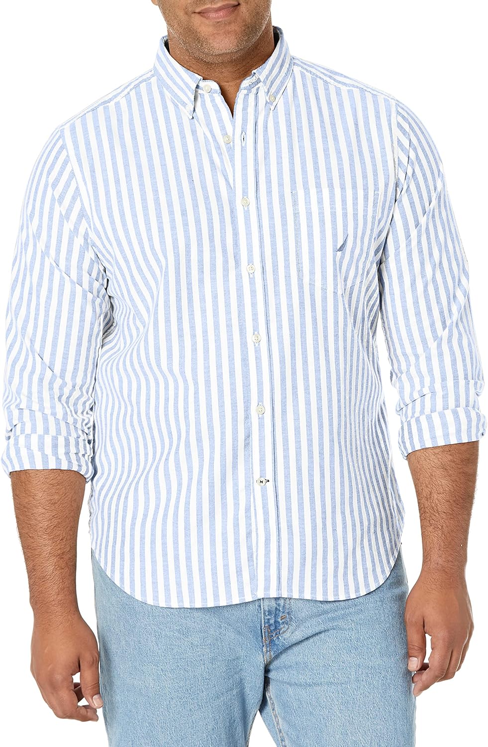 Nautica Men's Classic Fit Stretch Solid Long Sleeve Button Down Shirt