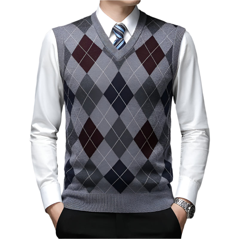 Southern Gentleman's Argyle V-Neck Knit Vest