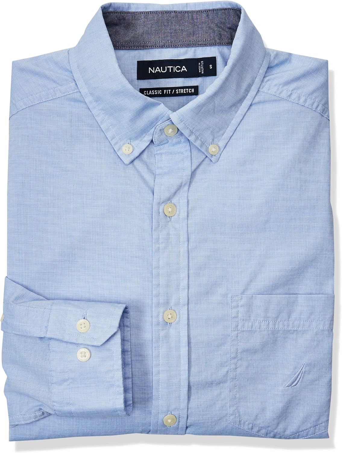 Nautica Men's Classic Fit Stretch Solid Long Sleeve Button Down Shirt