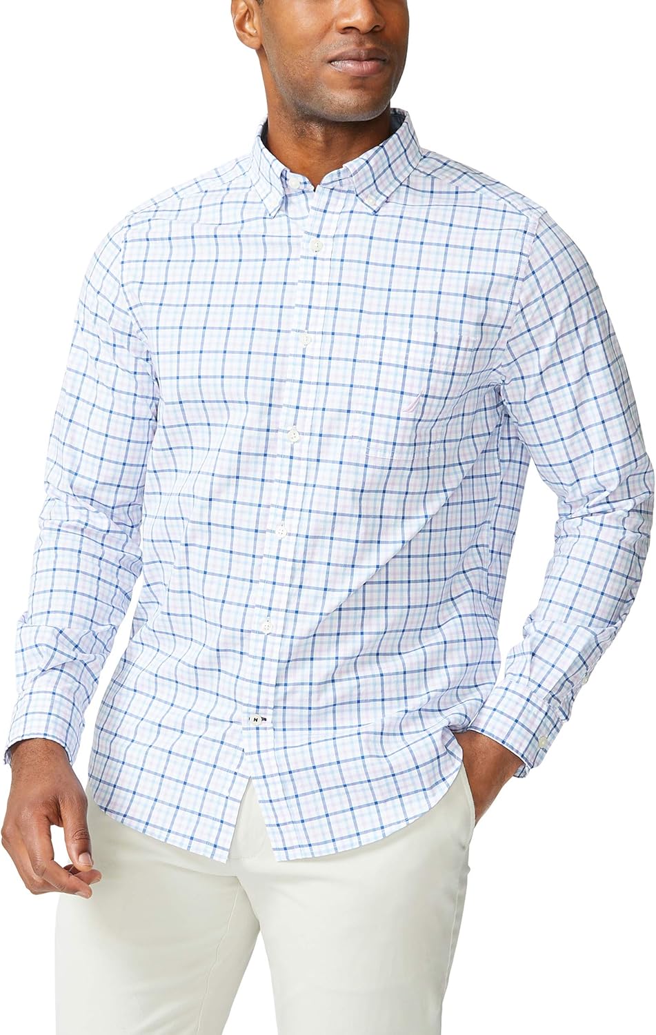 Nautica Men's Classic Fit Stretch Solid Long Sleeve Button Down Shirt