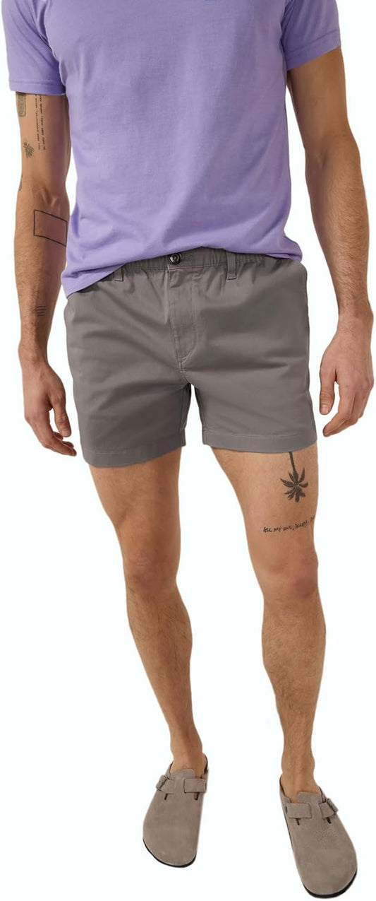 Chubbies Chino Shorts Men 5.5 Inch Inseam, Mens Shorts with Elastic Waistband, Chambray Pockets, Stretch Polyester & Cotton