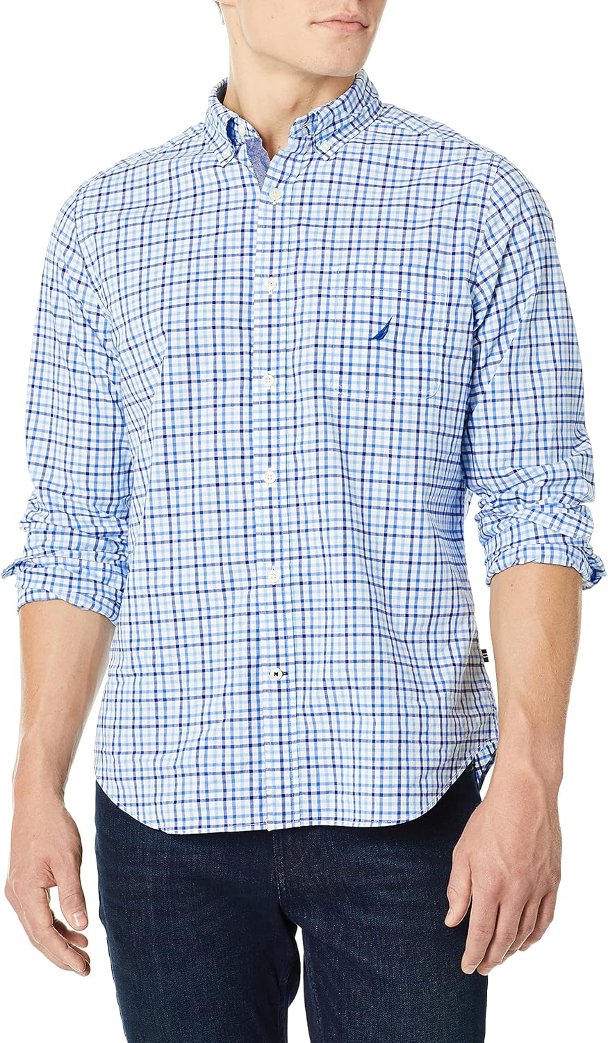 Nautica Men's Classic Fit Stretch Solid Long Sleeve Button Down Shirt