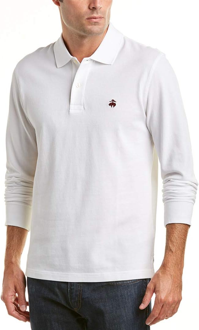 Brooks Brothers Mens Slim Fit All Mesh Cotton Long Sleeve Polo Shirt