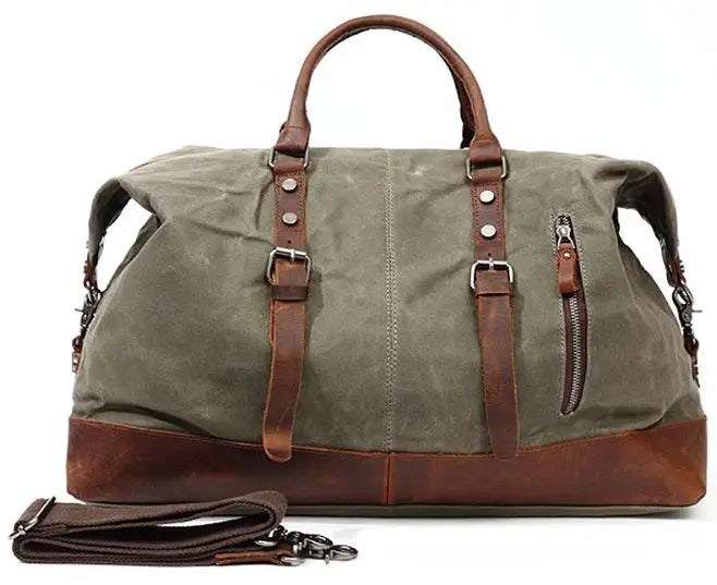 Southern Peak™ Waterproof Waxed Canvas &amp; Leather Duffle – Vintage Men’s Travel &amp; Weekend Bag | Large Carry-On Overnight Tote