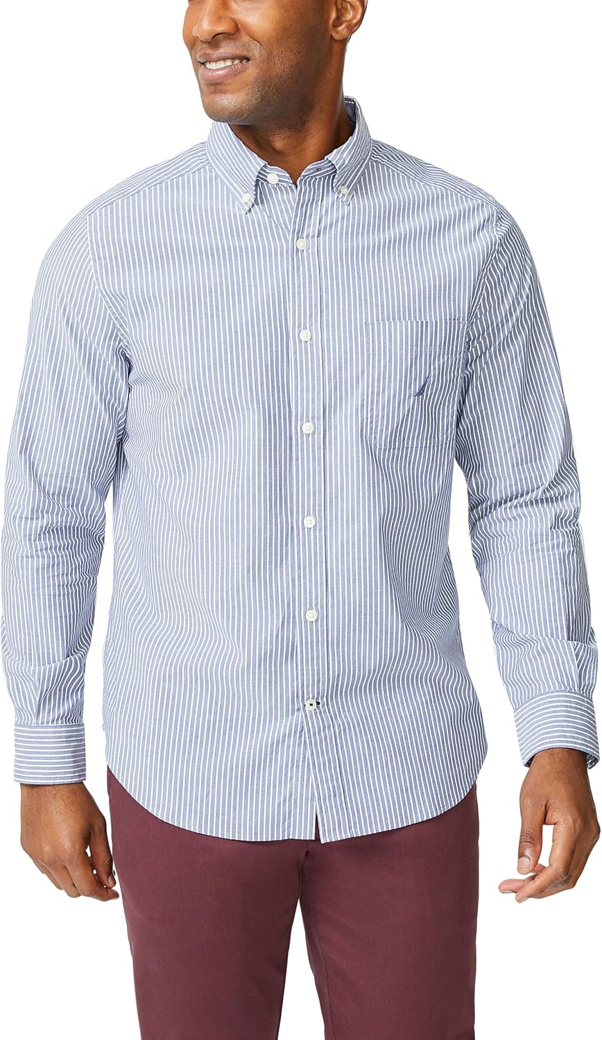 Nautica Men's Classic Fit Stretch Solid Long Sleeve Button Down Shirt