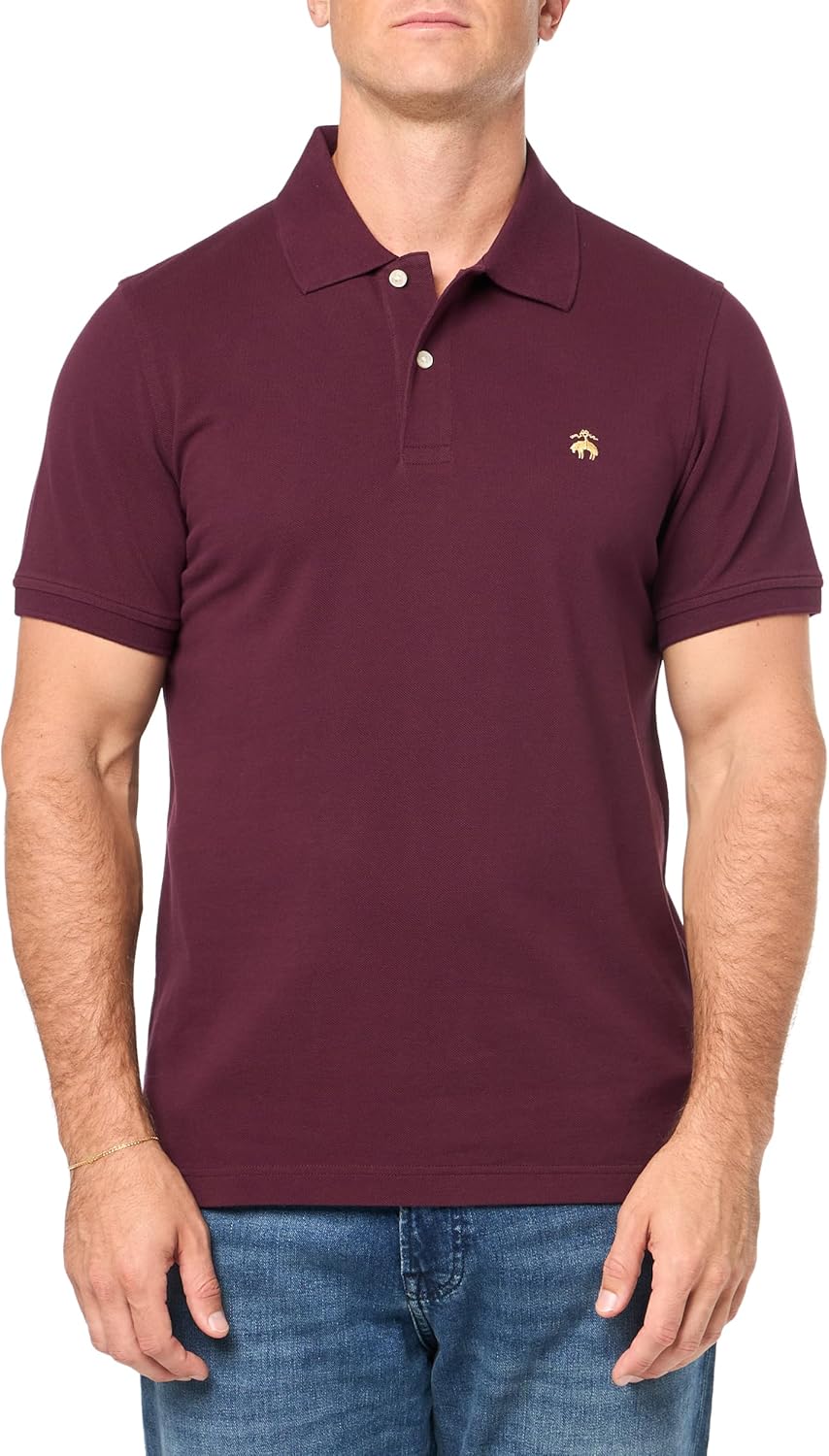 Brooks Brothers Men's Cotton Pique Stretch Logo Short Sleeve Polo Shirt