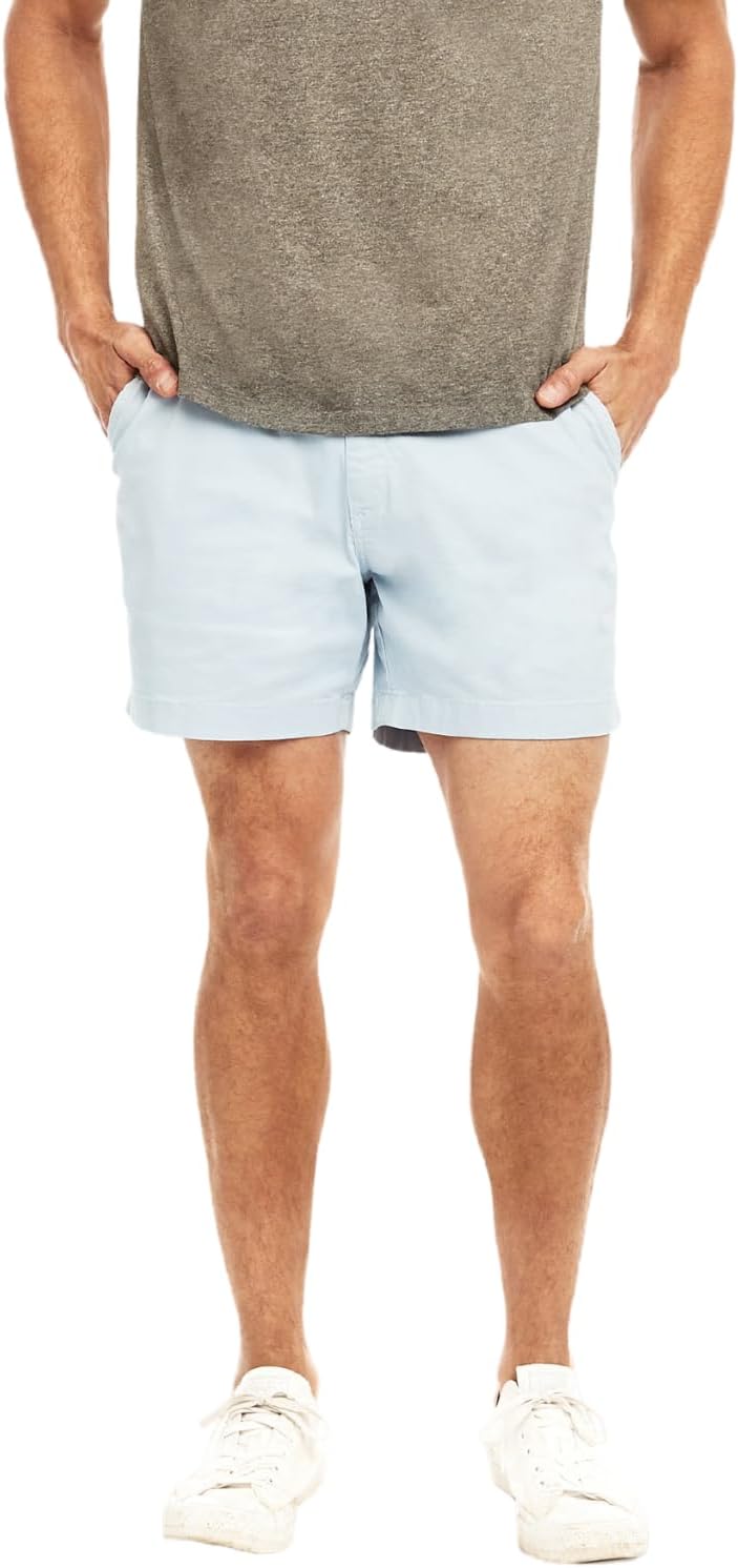 Chubbies Chino Shorts Men 5.5 Inch Inseam, Mens Shorts with Elastic Waistband, Chambray Pockets, Stretch Polyester & Cotton