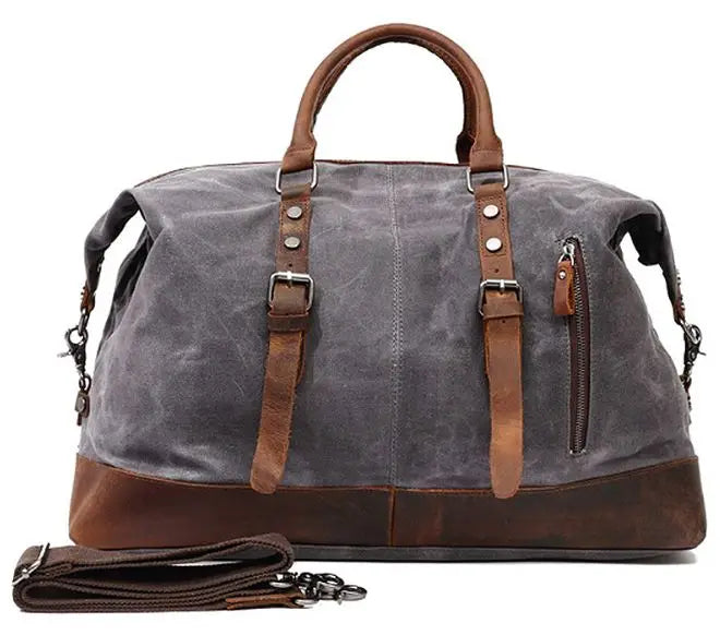 Southern Peak™ Waterproof Waxed Canvas &amp; Leather Duffle – Vintage Men’s Travel &amp; Weekend Bag | Large Carry-On Overnight Tote