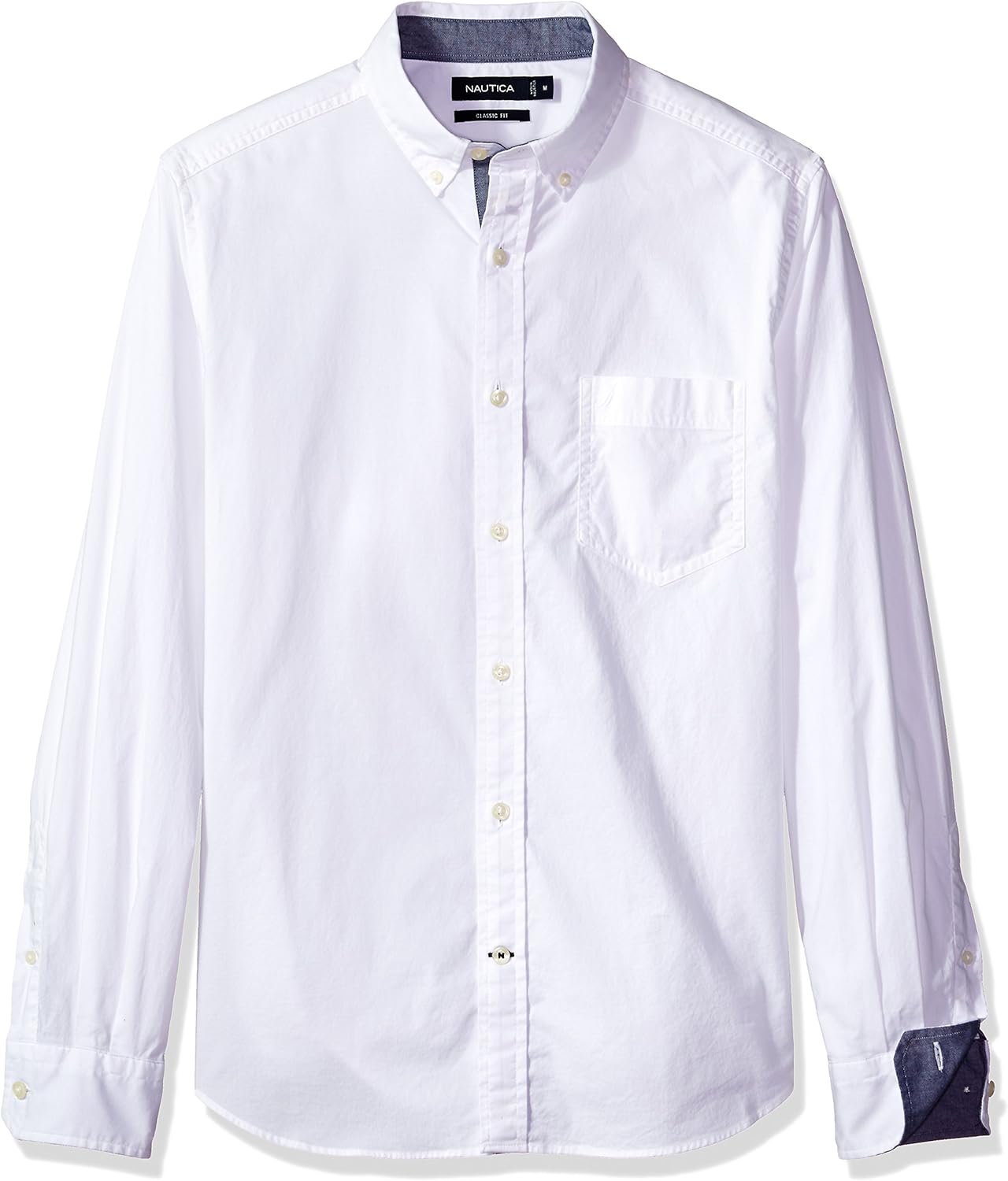 Nautica Men's Classic Fit Stretch Solid Long Sleeve Button Down Shirt