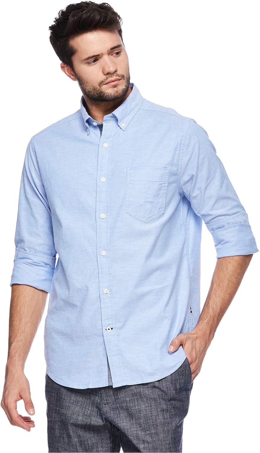 Nautica Men's Classic Fit Stretch Solid Long Sleeve Button Down Shirt