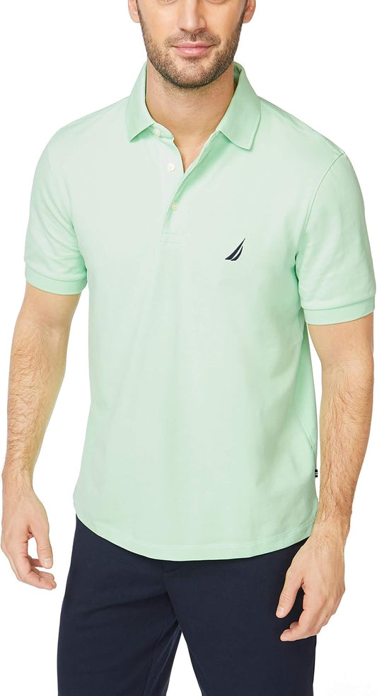 Nautica Men's Short Sleeve Solid Stretch Cotton Pique Polo Shirt