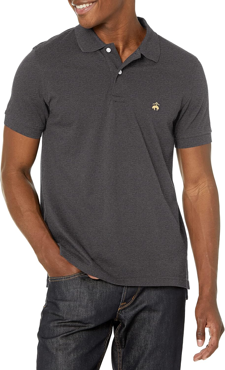 Brooks Brothers Men's Cotton Pique Stretch Logo Short Sleeve Polo Shirt