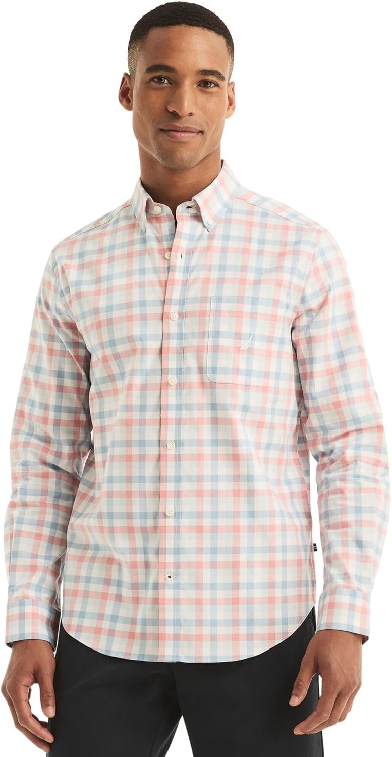 Nautica Men's Classic Fit Stretch Solid Long Sleeve Button Down Shirt