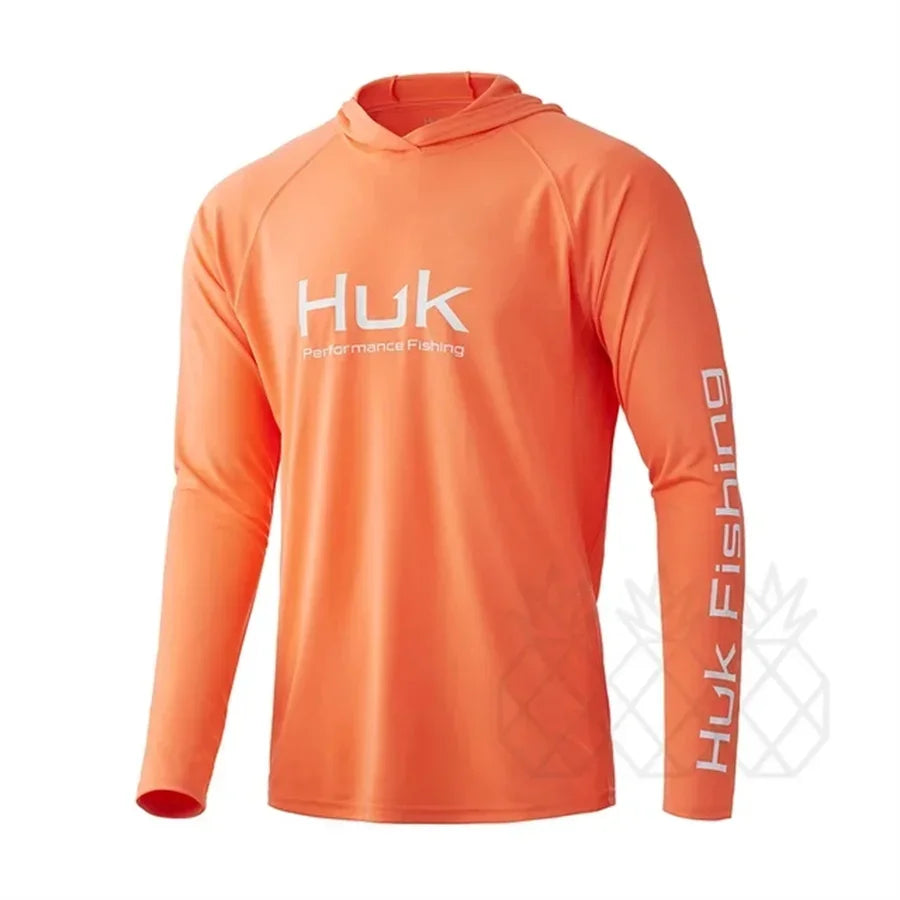 HUK Men’s UPF 50+ Long Sleeve Fishing Shirt with hood