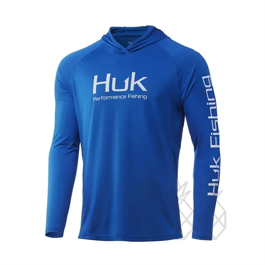 HUK Men’s UPF 50+ Long Sleeve Fishing Shirt with hood