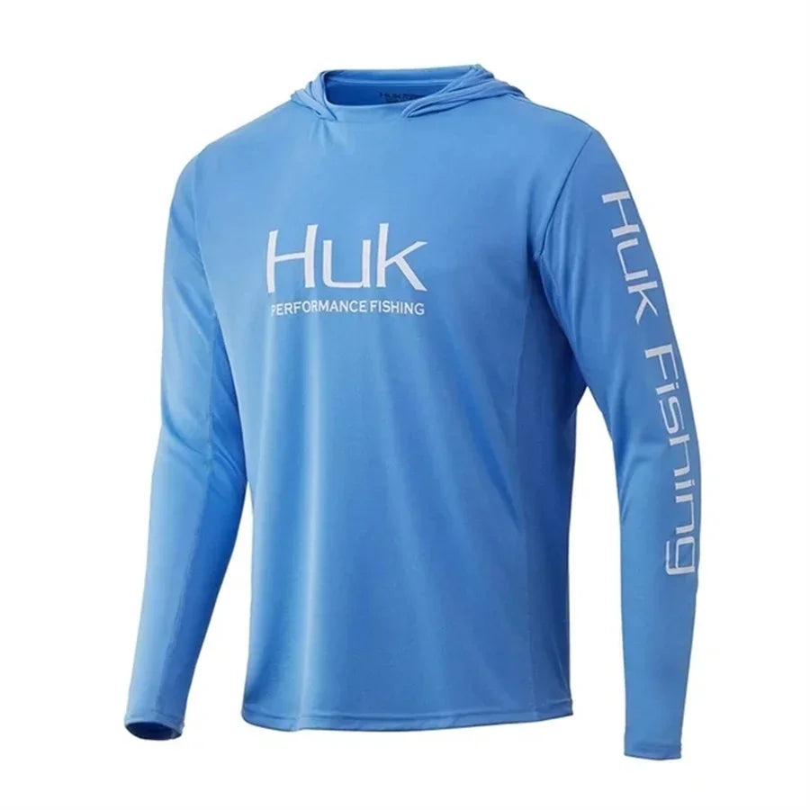 HUK Men’s UPF 50+ Long Sleeve Fishing Shirt with hood