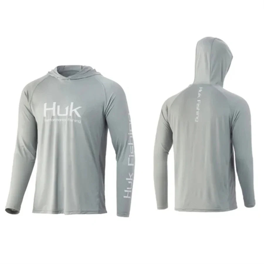 HUK Men’s UPF 50+ Long Sleeve Fishing Shirt with hood