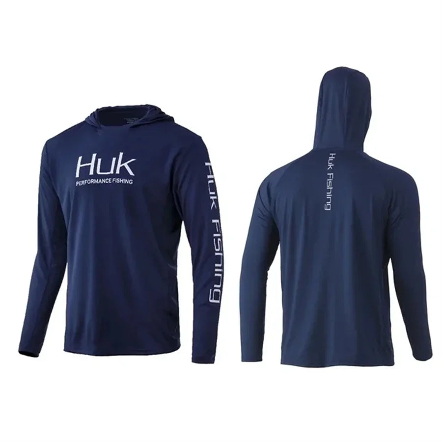 HUK Men’s UPF 50+ Long Sleeve Fishing Shirt with hood