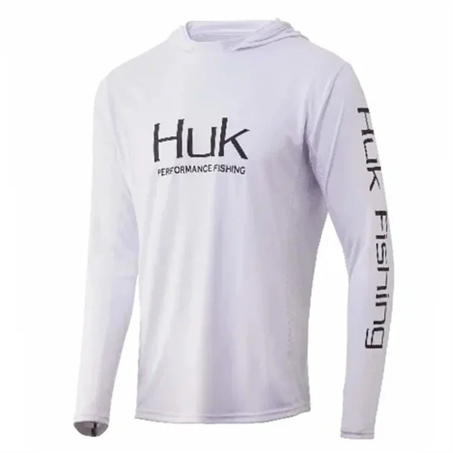 HUK Men’s UPF 50+ Long Sleeve Fishing Shirt with hood