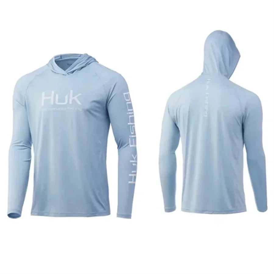 HUK Men’s UPF 50+ Long Sleeve Fishing Shirt with hood