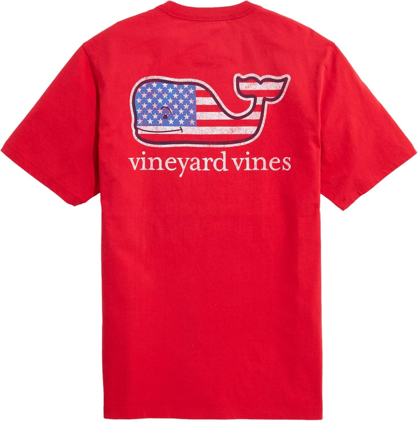 vineyard vines Men's Flag Whale Short Sleeve Pocket Tee