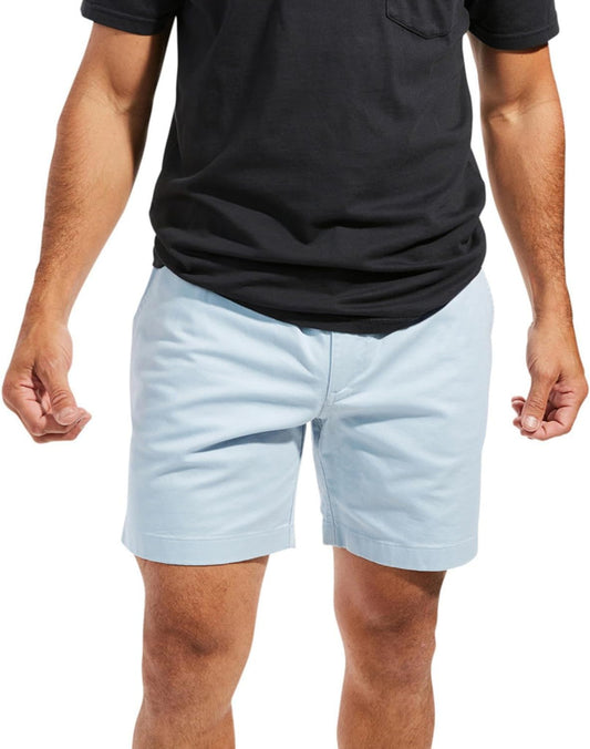 Chubbies Mens Shorts Casual 7 Inch Inseam, Chino Shorts Men, Elastic Waistband, Chambray-Lined Two Side Pockets Cotton Shorts