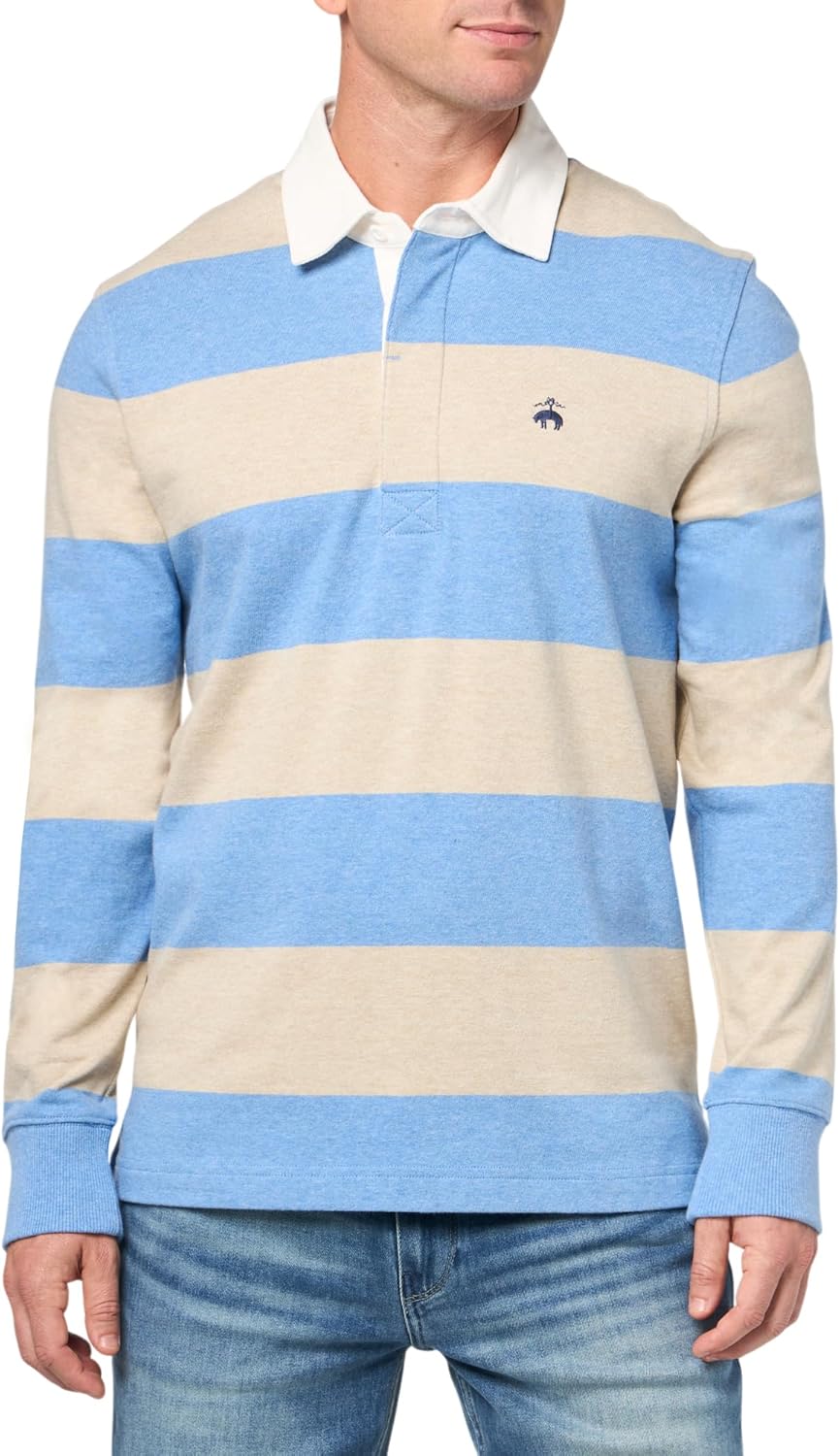 Brooks Brothers Men's Long Sleeve Garment-Washed Cotton Rugby Shirt