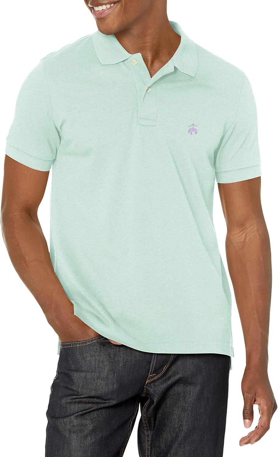 Brooks Brothers Men's Cotton Pique Stretch Logo Short Sleeve Polo Shirt