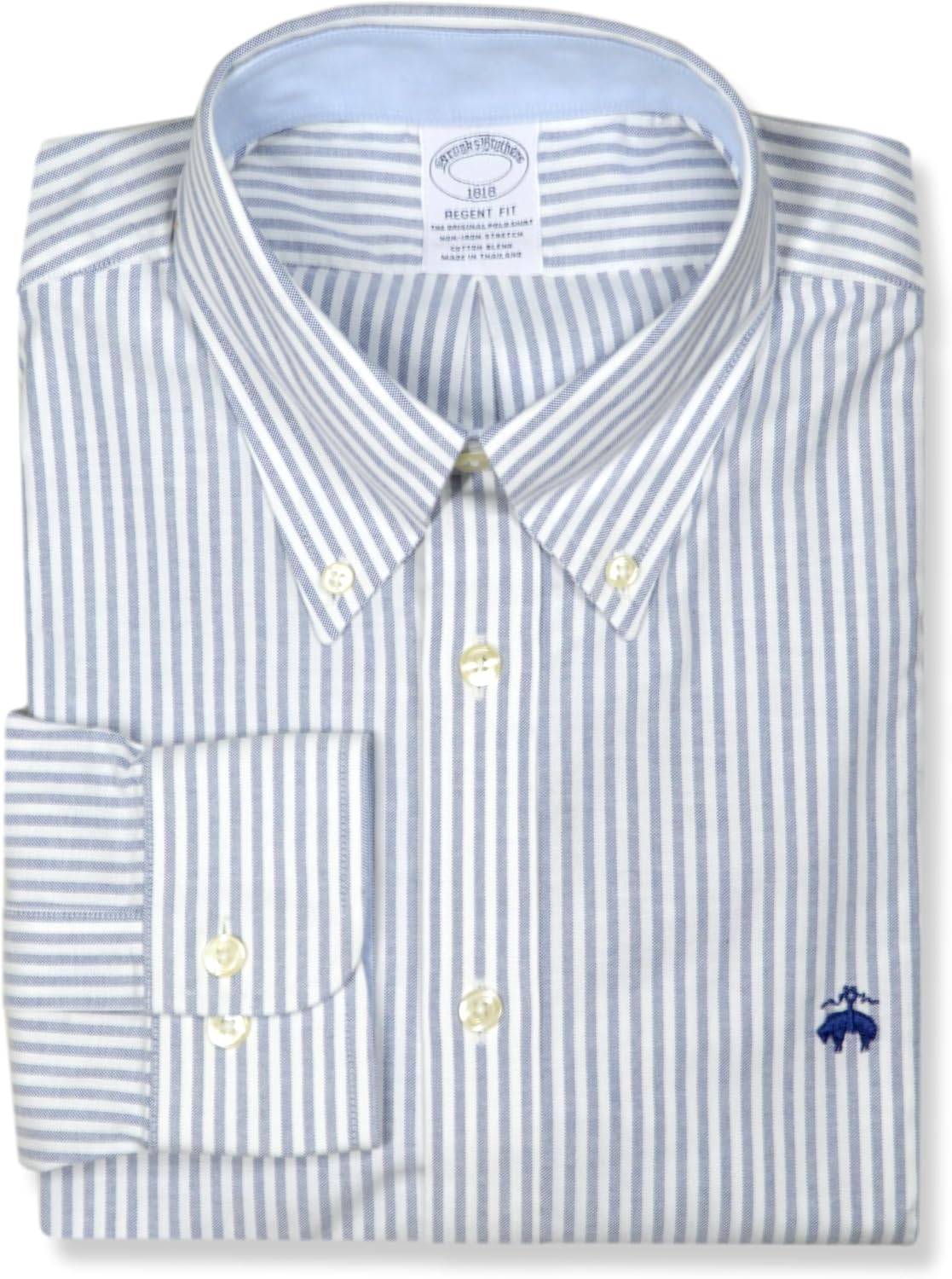 Brooks Brothers Mens Regent Fit Oxford Cotton Chambray Bengal Stripe Shirt,