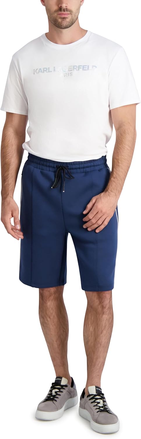 KARL LAGERFELD Men's Fabric Mesh Active Shorts