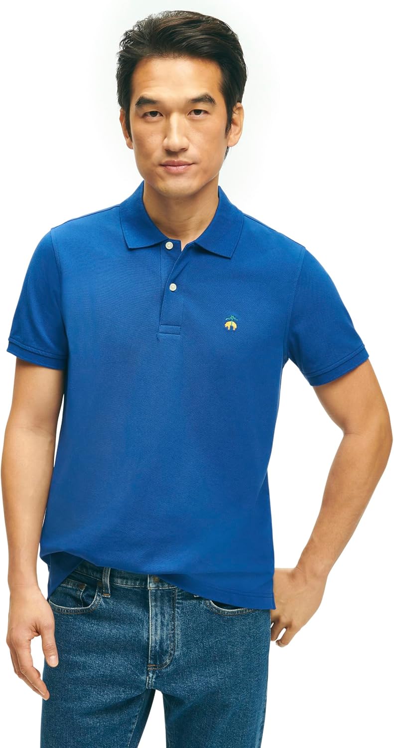 Brooks Brothers Men's Cotton Pique Stretch Logo Short Sleeve Polo Shirt