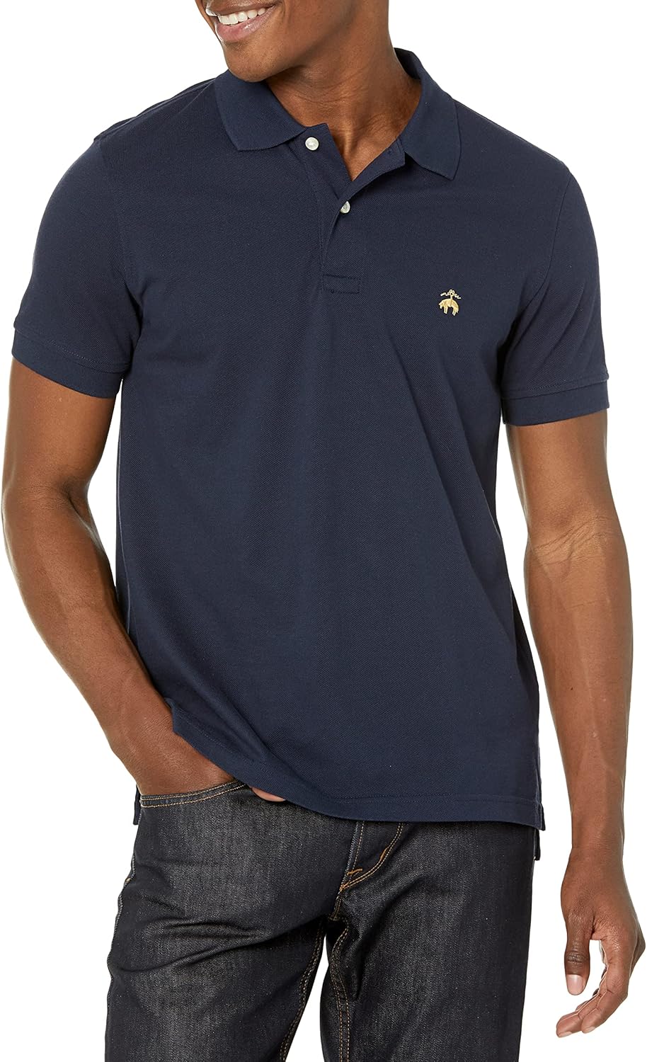 Brooks Brothers Men's Cotton Pique Stretch Logo Short Sleeve Polo Shirt