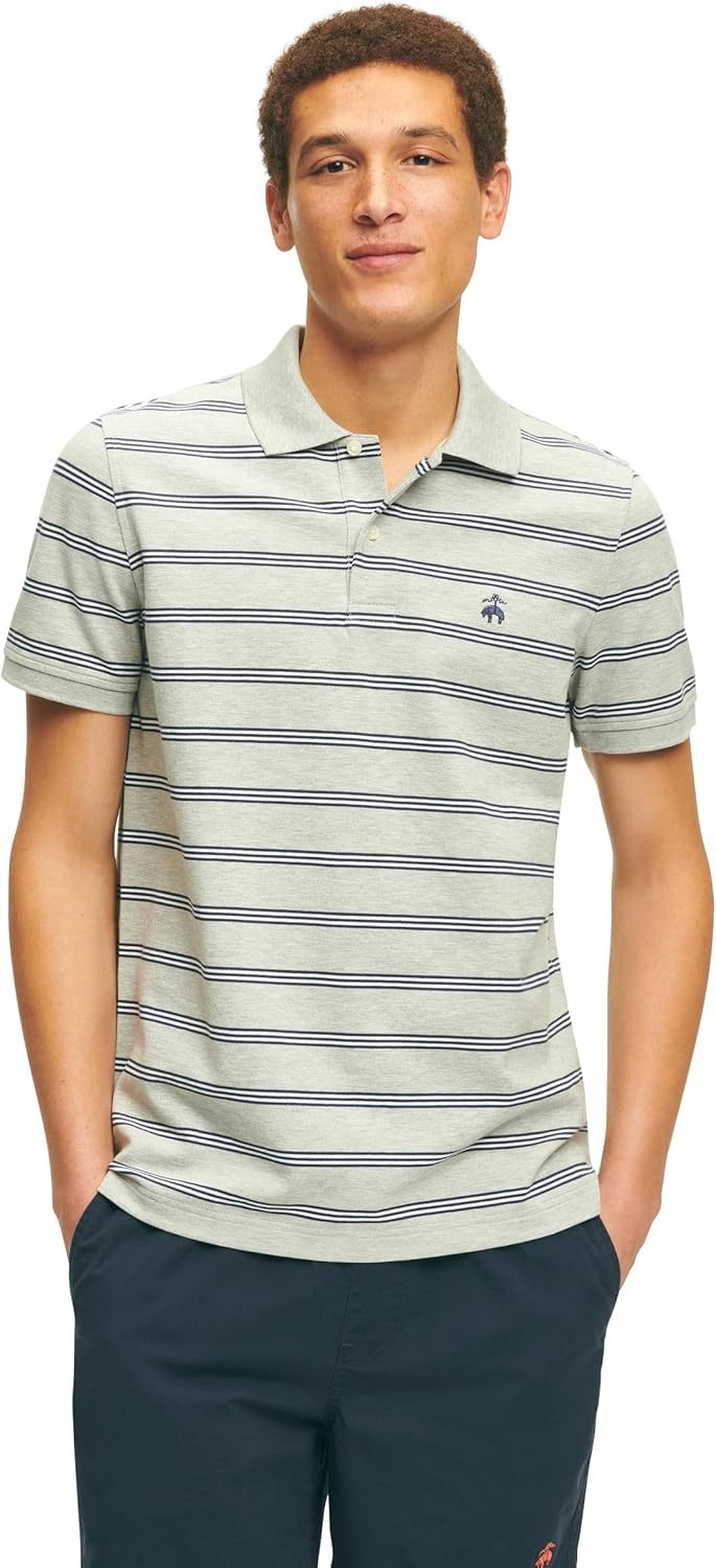 Brooks Brothers Men's Cotton Pique Stretch Logo Short Sleeve Polo Shirt