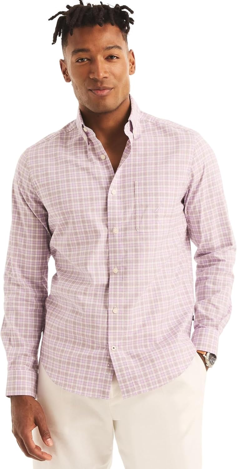 Nautica Men's Classic Fit Stretch Solid Long Sleeve Button Down Shirt