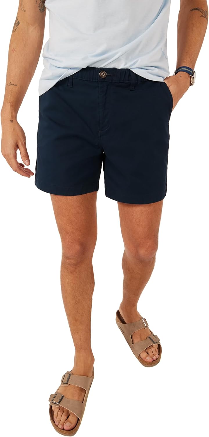 Chubbies Chino Shorts Men 5.5 Inch Inseam, Mens Shorts with Elastic Waistband, Chambray Pockets, Stretch Polyester & Cotton