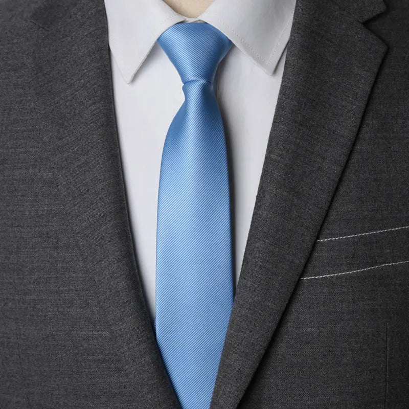 Southern Gent Lazy Tie - Solid 6cm Zipper Necktie with Handkerchief