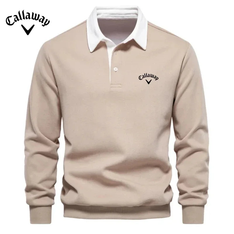 Caliaway Golf Embroidered Pure Cotton Long-Sleeved Polo Shirt