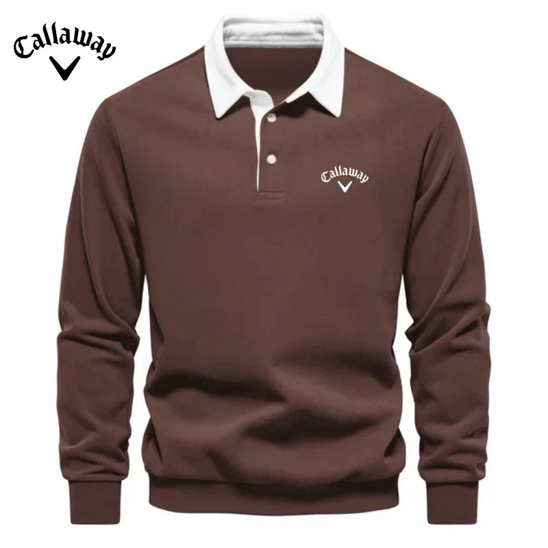 Caliaway Golf Embroidered Pure Cotton Long-Sleeved Polo Shirt