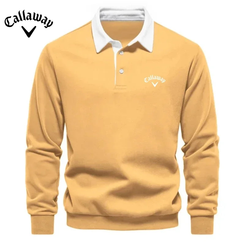 Caliaway Golf Embroidered Pure Cotton Long-Sleeved Polo Shirt