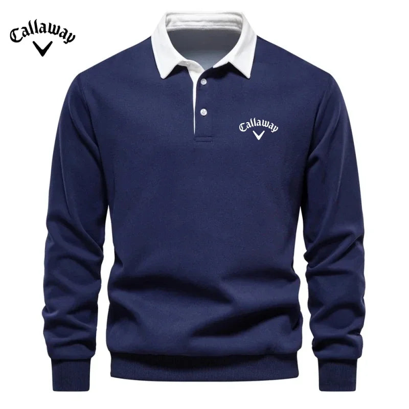 Caliaway Golf Embroidered Pure Cotton Long-Sleeved Polo Shirt