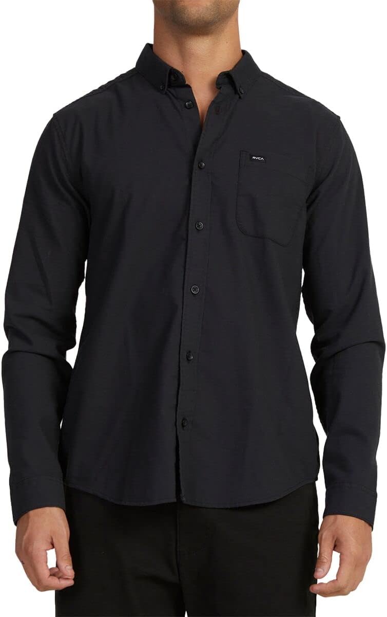 RVCA Men's Thatll Do Stretch Long Sleeve Woven Button Front Shirt