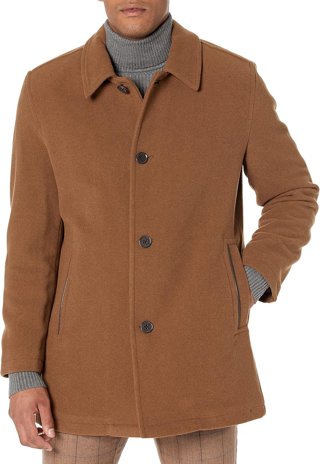 Cole Haan Men's Button Up Wool Plush Car Coat