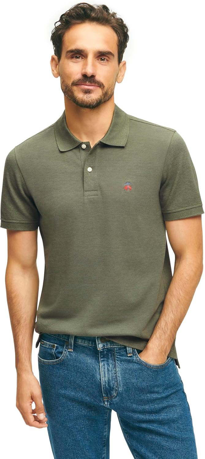 Brooks Brothers Men's Cotton Pique Stretch Logo Short Sleeve Polo Shirt