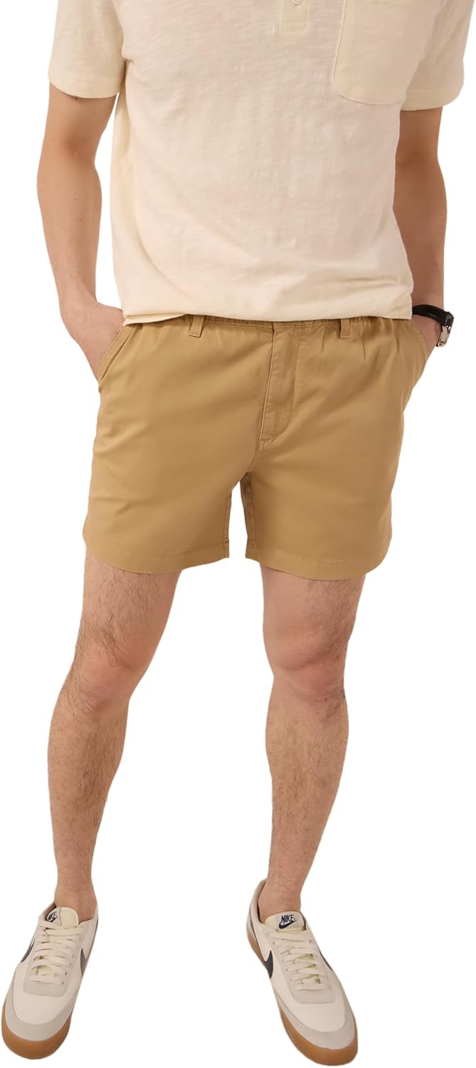 Chubbies Chino Shorts Men 5.5 Inch Inseam, Mens Shorts with Elastic Waistband, Chambray Pockets, Stretch Polyester & Cotton